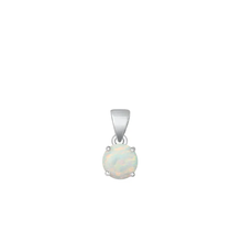 Load image into Gallery viewer, Sterling Silver Rhodium Plated Round White Lab Opal Solitaire Pendant