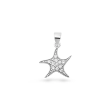 Load image into Gallery viewer, Sterling Silver Rhodium Plated Starfish Clear CZ Pendant