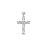 Sterling Silver Rhodium Plated 19mm Cross Clear CZ Pendant