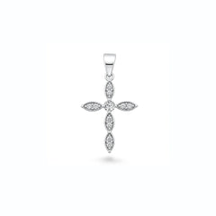 Sterling Silver Rhodium Plated Clear CZ Cross Pendant