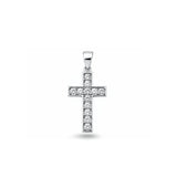 Sterling Silver Rhodium Plated Cross Clear CZ Pendant