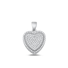 Load image into Gallery viewer, Sterling Silver Rhodium Plated Heart Clear CZ Pendant