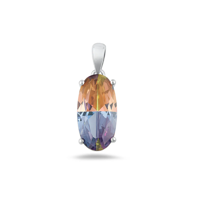 Sterling Silver Rhodium Plated Multi Colored CZ Pendant