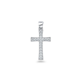 Sterling Silver Rhodium Plated 19.8mm Cross Clear CZ Pendant