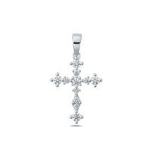 Load image into Gallery viewer, Sterling Silver Rhodium Plated Cross Clear CZ Pendant