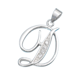 Sterling Silver Clear CZ D Initial Pendant