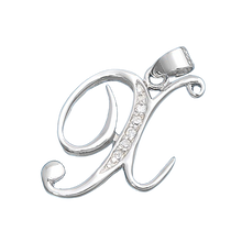 Load image into Gallery viewer, Sterling Silver Clear CZ X Initial Pendant