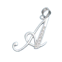 Load image into Gallery viewer, Sterling Silver Clear CZ A Initial Pendant