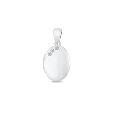 Load image into Gallery viewer, Sterling Silver Polished Clear CZ Oval Locket Pendant