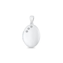 Load image into Gallery viewer, Sterling Silver Polished 17mm Clear CZ Oval Locket Pendant