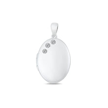 Load image into Gallery viewer, Sterling Silver Polished Clear CZ 20.4mm Oval Locket Pendant