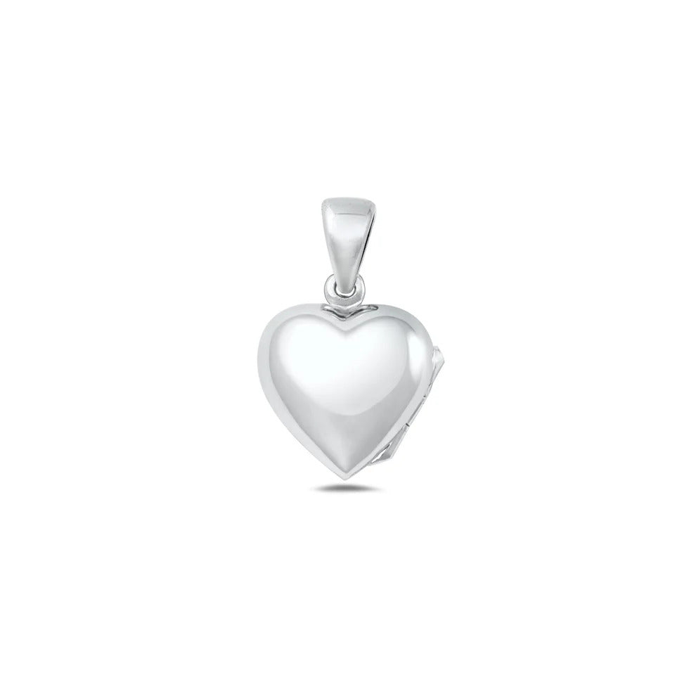 Sterling Silver Polished 15mm Heart Locket Pendant
