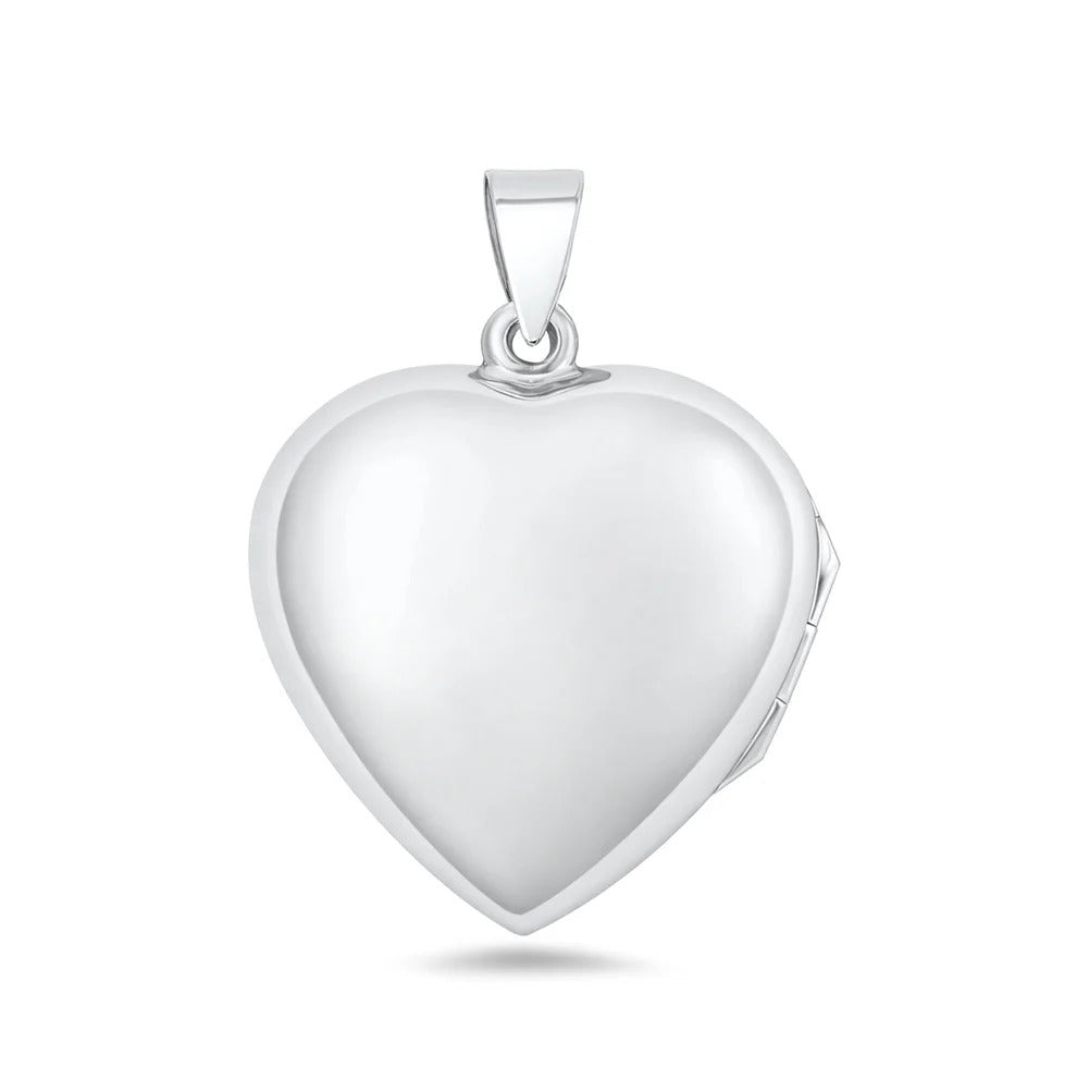 Sterling Silver Polished 32mm Heart Locket Pendant