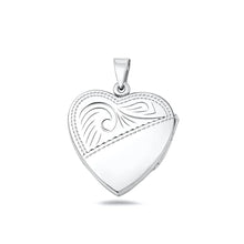 Load image into Gallery viewer, Sterling Silver Polished Engraved 26mm Heart Locket Pendant