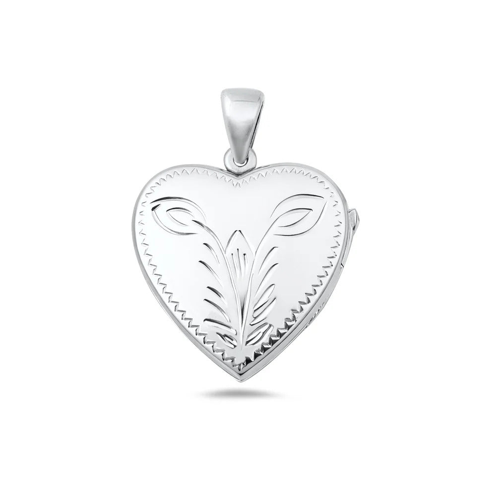 Sterling Silver Polished 26mm Engraved Heart Locket Pendant