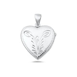 Sterling Silver Polished 26mm Engraved Heart Locket Pendant