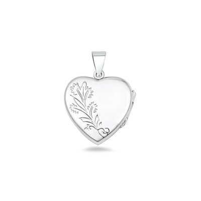 Sterling Silver Polished Engraved Heart 20mm Locket Pendant