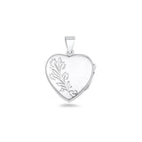 Sterling Silver Polished Engraved Heart 20mm Locket Pendant
