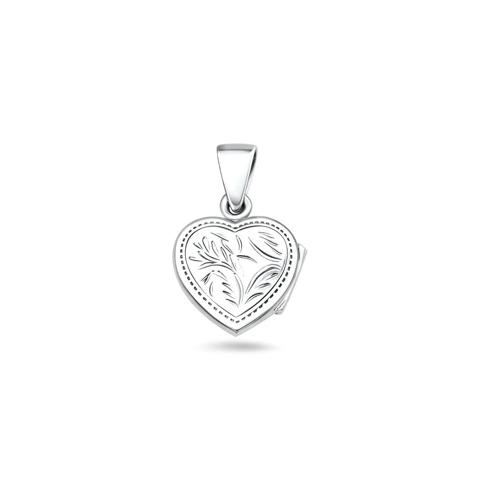Sterling Silver Polished Engraved Heart Locket Pendant