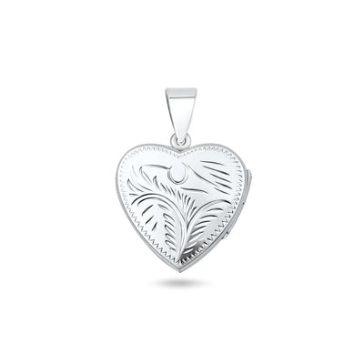 Sterling Silver Polished Engraved 22mm Heart Locket Pendant