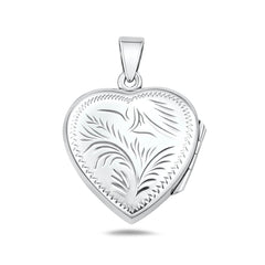 Sterling Silver Polished 30mm Engraved Heart Locket Pendant