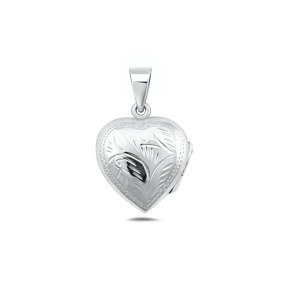 Sterling Silver Polished Engraved 20mm Heart Locket Pendant