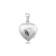 Load image into Gallery viewer, Sterling Silver Polished Engraved 20mm Heart Locket Pendant