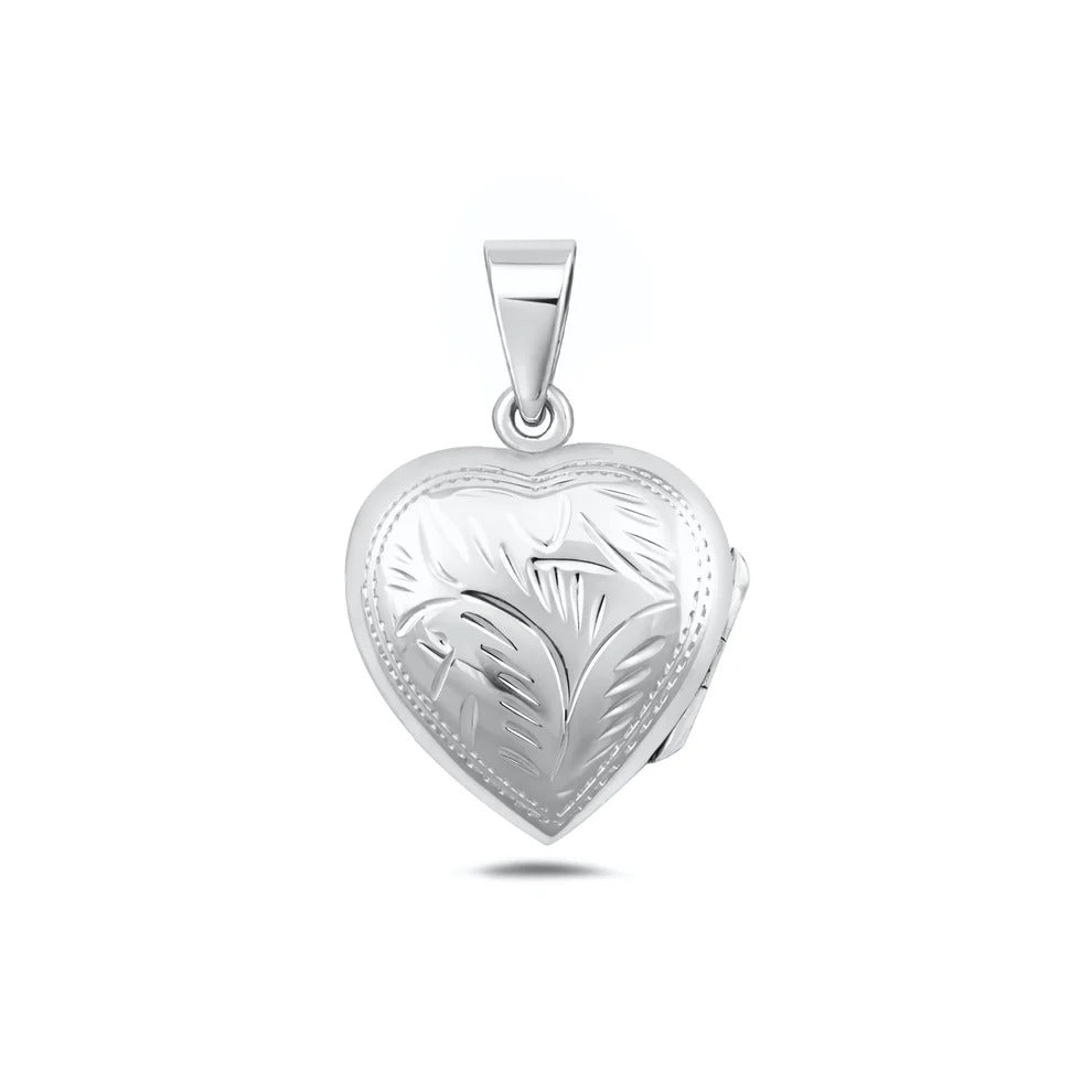Sterling Silver Polished 22mm Engraved Heart Locket Pendant