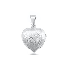 Load image into Gallery viewer, Sterling Silver Polished 22mm Engraved Heart Locket Pendant