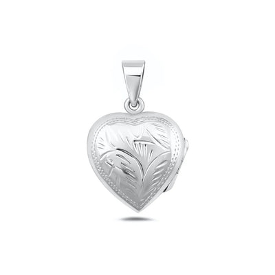 Sterling Silver Polished 22mm Engraved Heart Locket Pendant