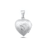 Sterling Silver Polished 22mm Engraved Heart Locket Pendant