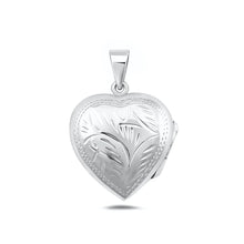 Load image into Gallery viewer, Sterling Silver Polished Heart Engraved Locket Pendant