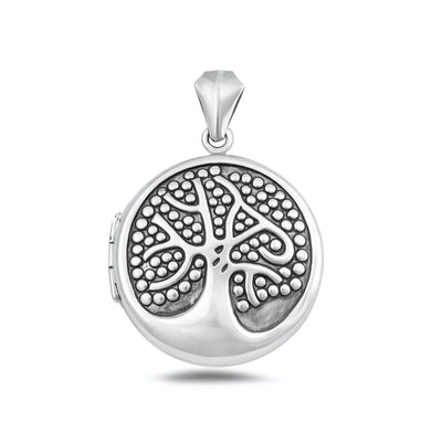 Sterling Silver Oxidized And Polished Tree Locket Pendant