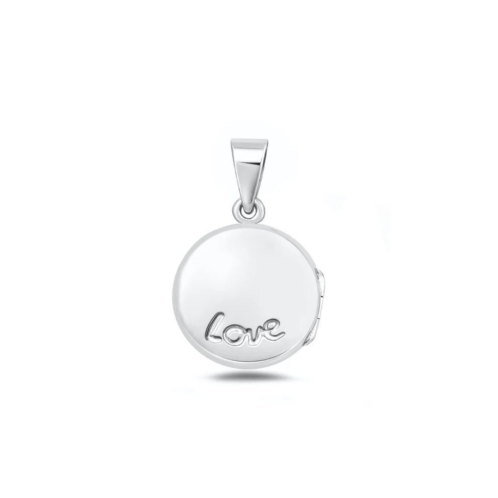 Sterling Silver Polished Engraved Love Locket Pendant