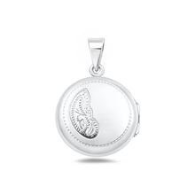 Load image into Gallery viewer, Sterling Silver Polished Engraved Round 25mm Locket Pendant