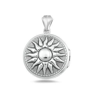 Sterling Silver Oxidized And Polished Sun Locket Pendant