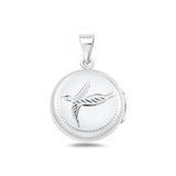 Sterling Silver Polished Bird Engraved Locket Pendant