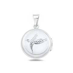Sterling Silver Polished Bird Engraved Locket Pendant