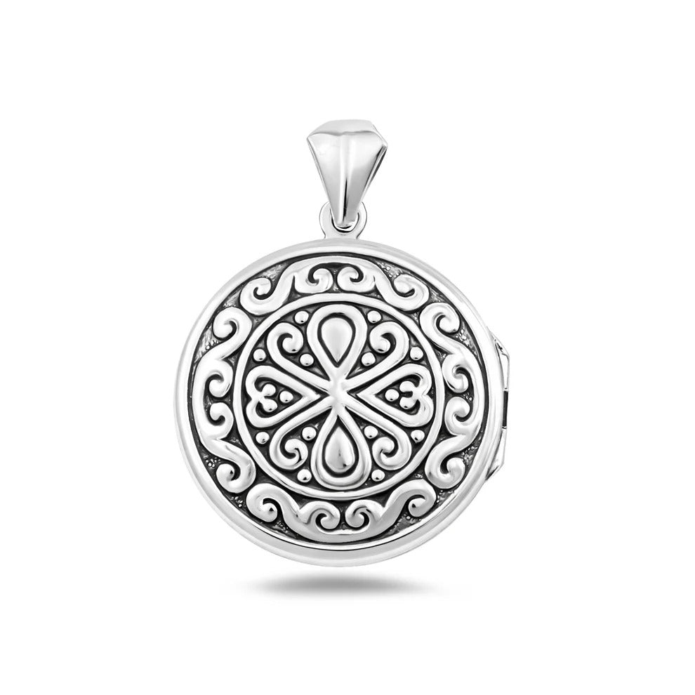 Sterling Silver Oxidized And Polished Ornate Locket Pendant
