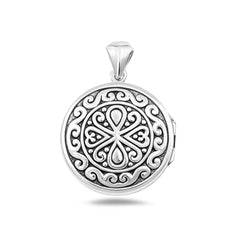 Sterling Silver Oxidized And Polished Ornate Locket Pendant