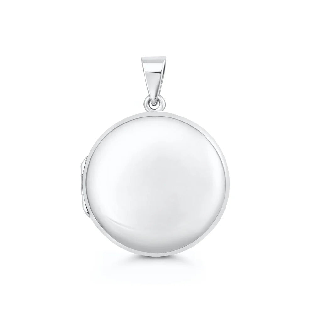 Sterling Silver Polished 29mm Round Locket Pendant