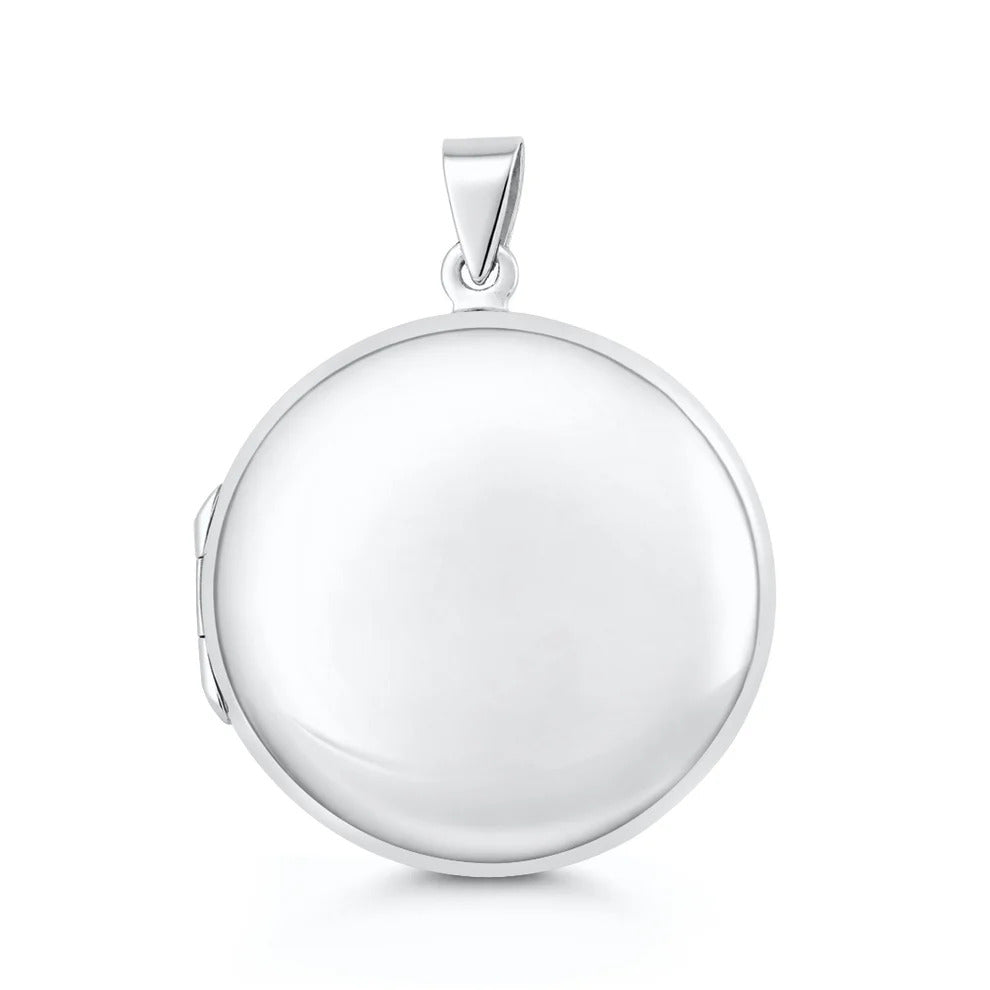 Sterling Silver Polished 35mm Round Locket Pendant