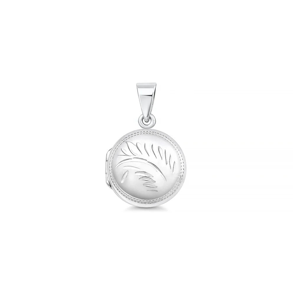 Sterling Silver Polished 15mm Engraved Round Locket Pendant