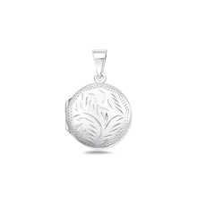 Load image into Gallery viewer, Sterling Silver Polished Engraved Round Locket Pendant