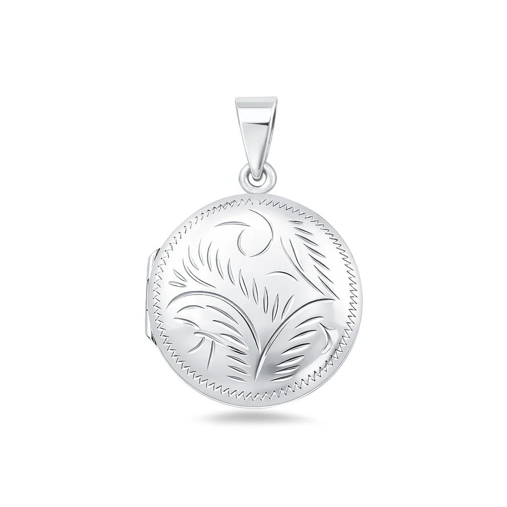 Sterling Silver Polished 25mm Engraved Round Locket Pendant