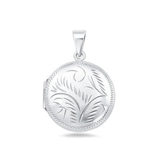 Load image into Gallery viewer, Sterling Silver Polished 29mm Engraved Round Locket Pendant