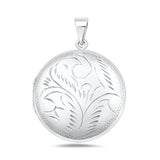 Sterling Silver Polished 35mm Engraved Round Locket Pendant