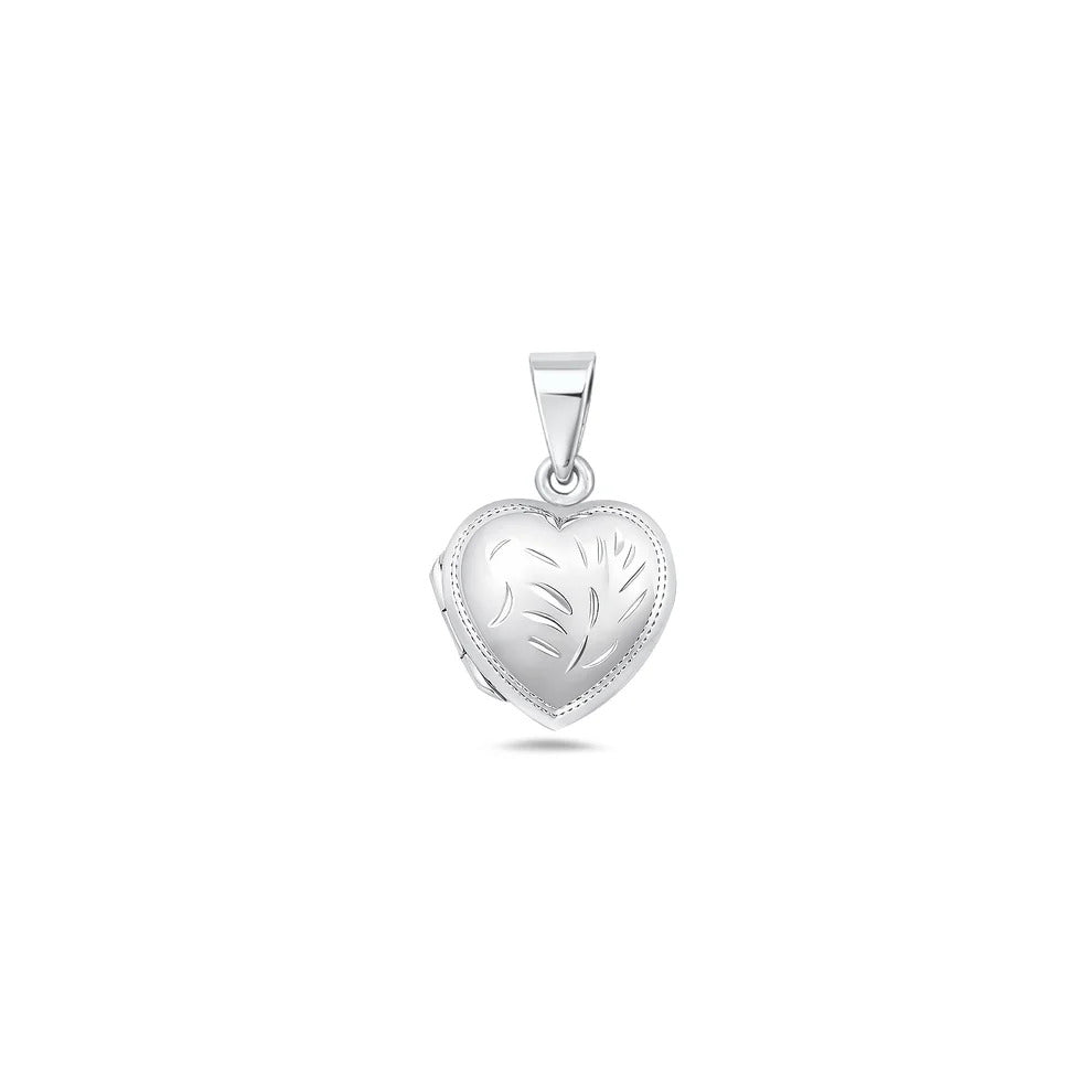 Sterling Silver Polished 12mm Engraved Heart Locket Pendant