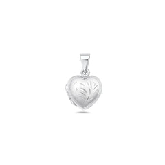 Sterling Silver Polished 12mm Engraved Heart Locket Pendant