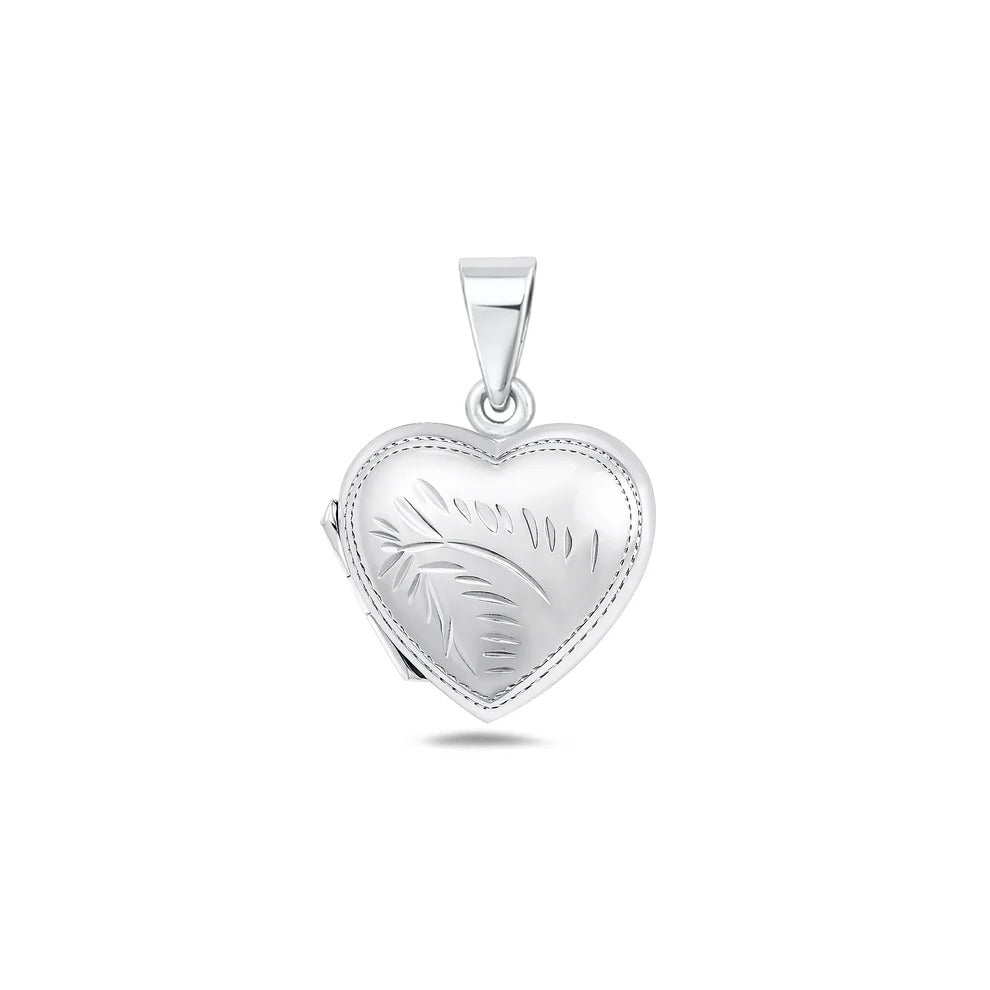 Sterling Silver Polished 17mm Engraved Heart Locket Pendant